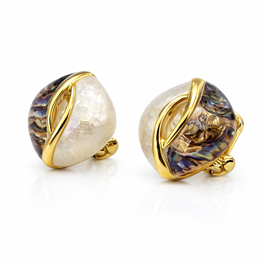 Aurora Shell Clip Earrings