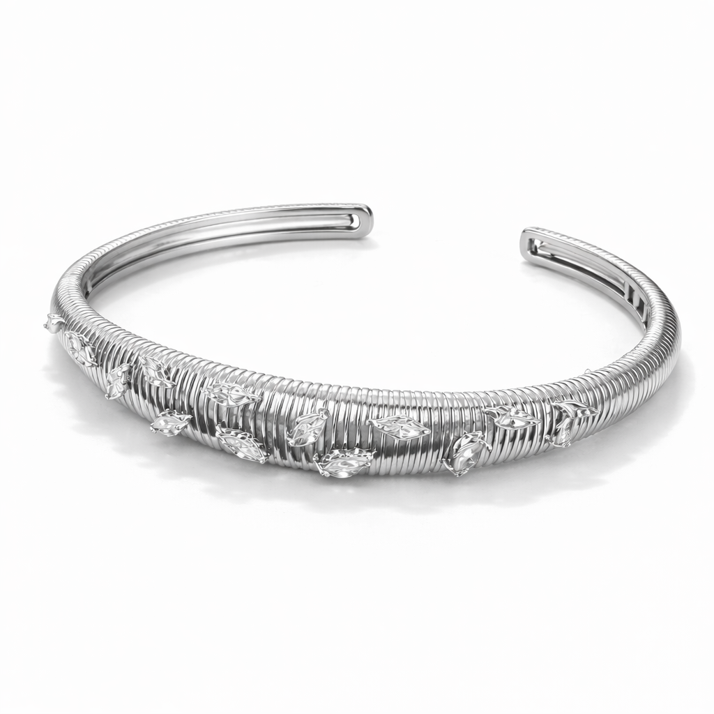 Silver Leaf Cuff Bracelet