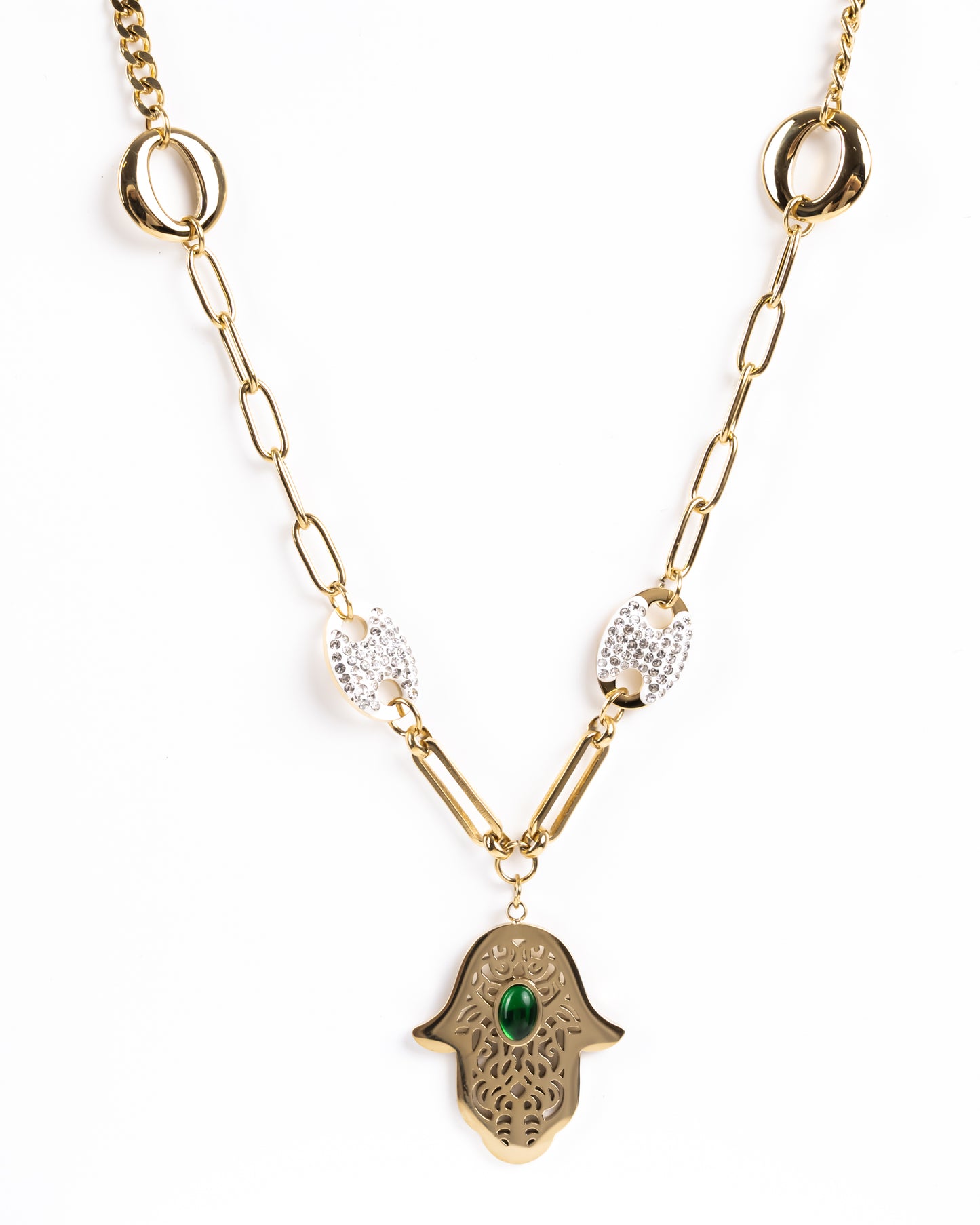 Emerald Green Hand Necklace