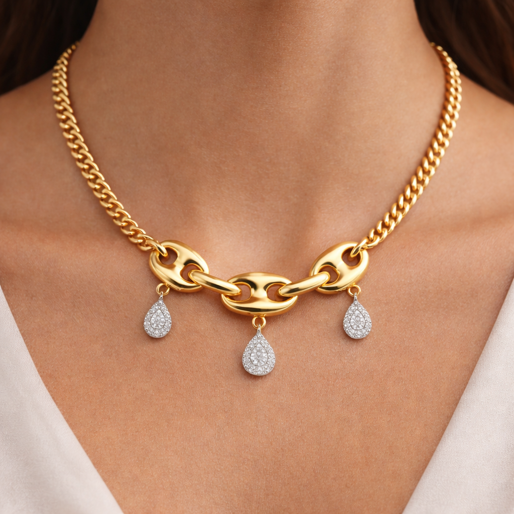 Golden Link Drop Necklace