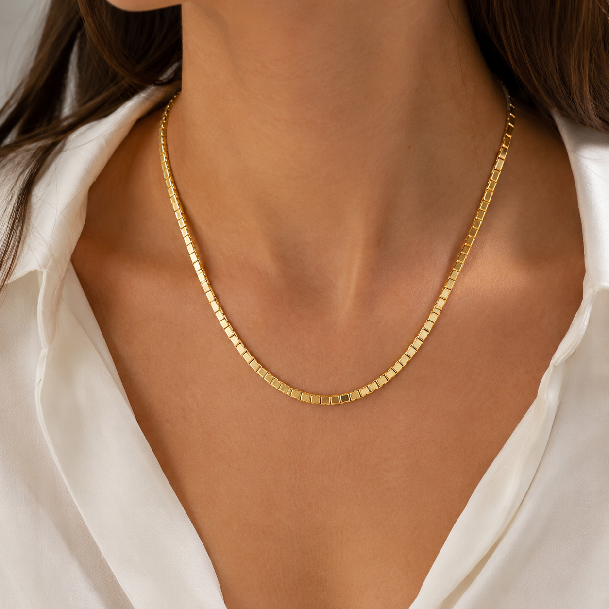 Golden Box Chain Necklace