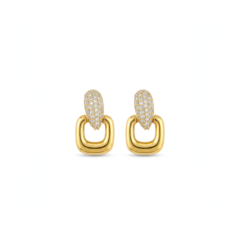 Pavé Square Drop Earrings