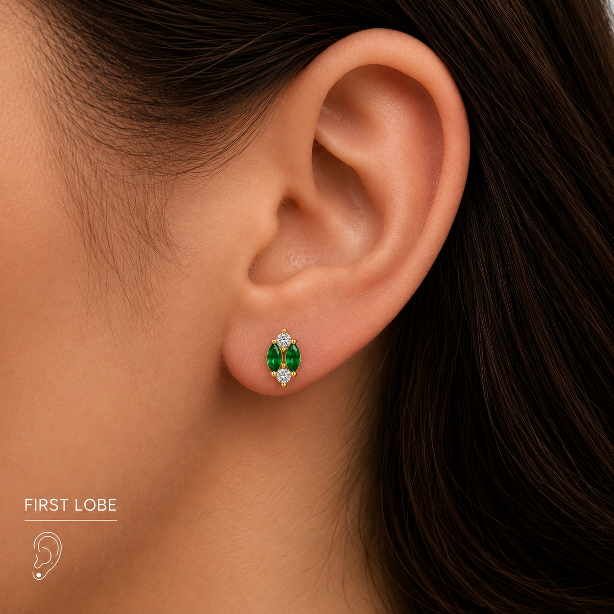 Emerald Marquise Flat Piercing