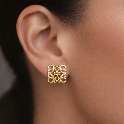 Arabesque Square Stud Earrings