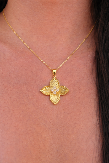 Floral Crystal Pendant Necklace