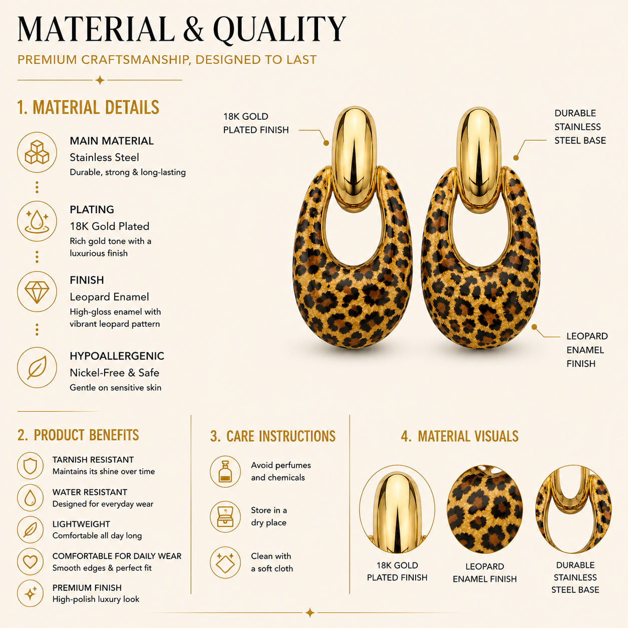 Leopard Drop Earrings