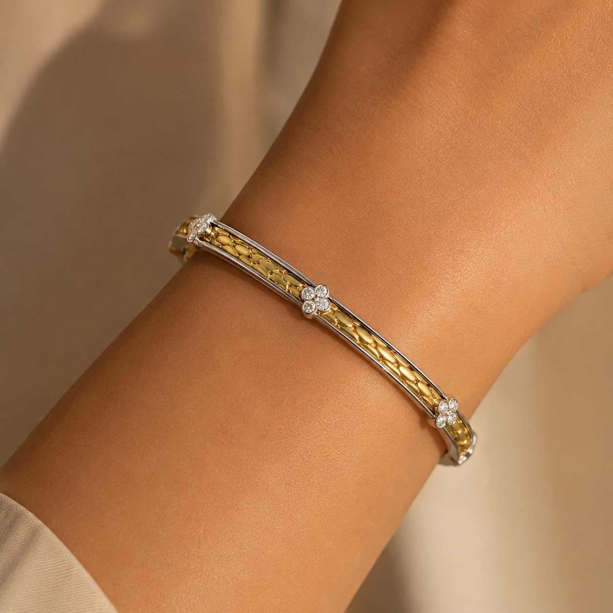 Dual Tone Floral Bangle