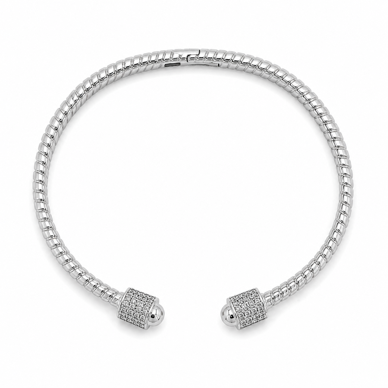 Silver Pavé Open Bangle