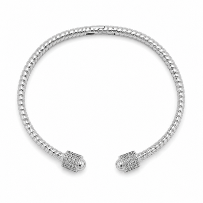Silver Pavé Open Bangle