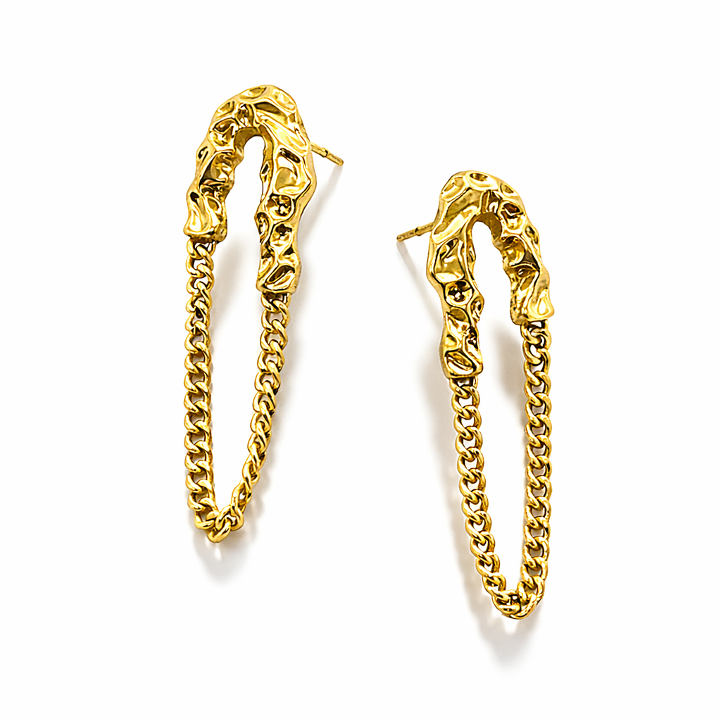 Molten Chain Drop Earrings