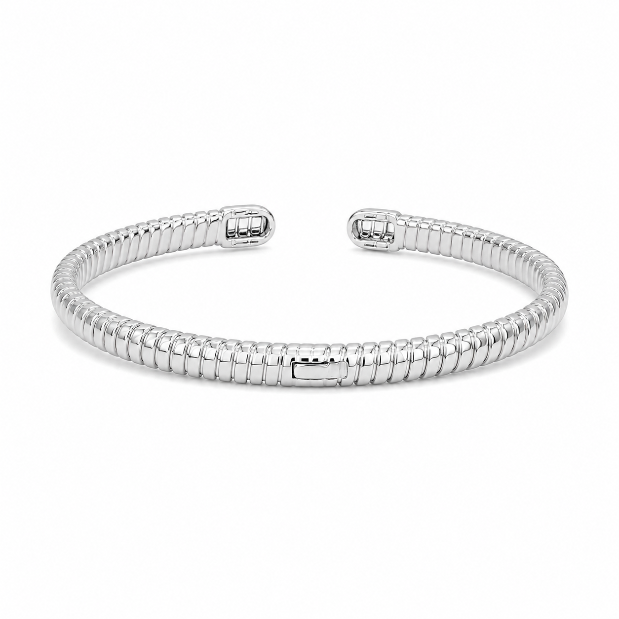 Silver Pavé Open Bangle