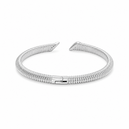 Dual Tone Ribbed Open Bangle
