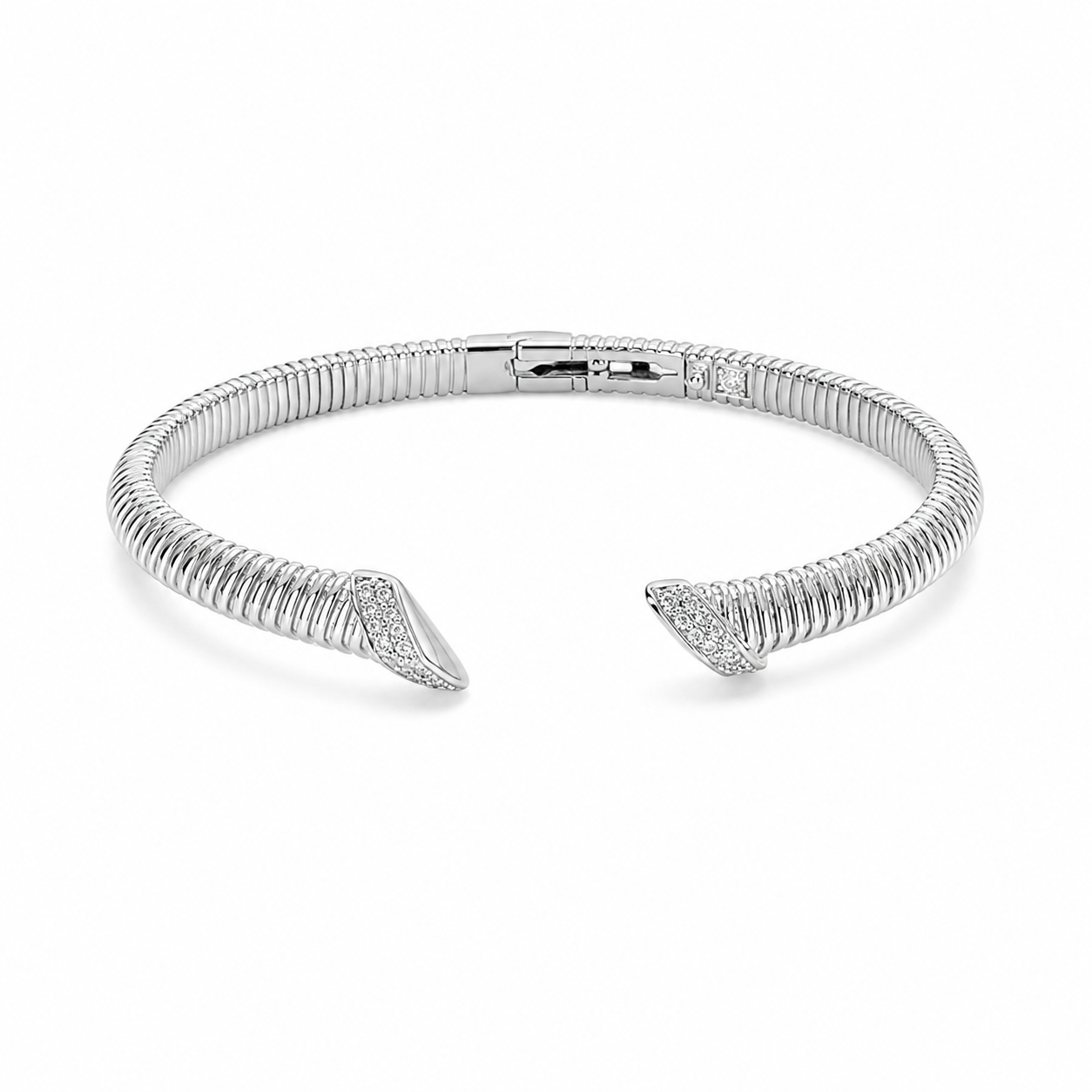 Dual Tone Ribbed Open Bangle