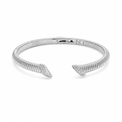 Dual Tone Ribbed Open Bangle