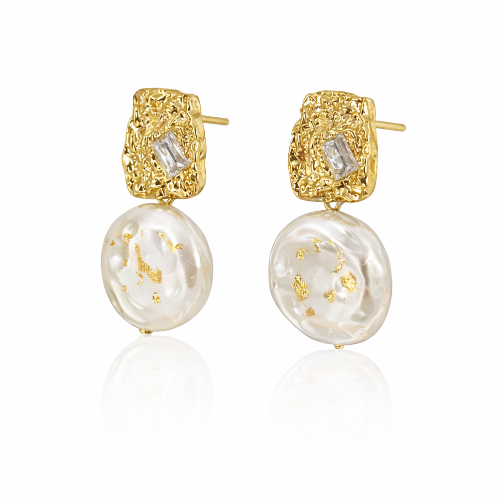 Gilded Pearl Drop Earrings
