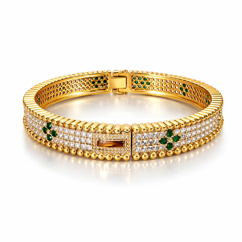 Emerald Glow Crystal Bangle