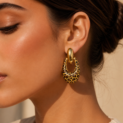 Leopard Drop Earrings
