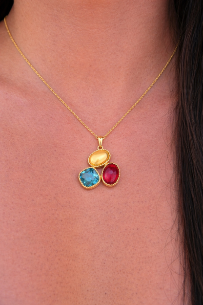 Trio Gemstone Pendant Necklace