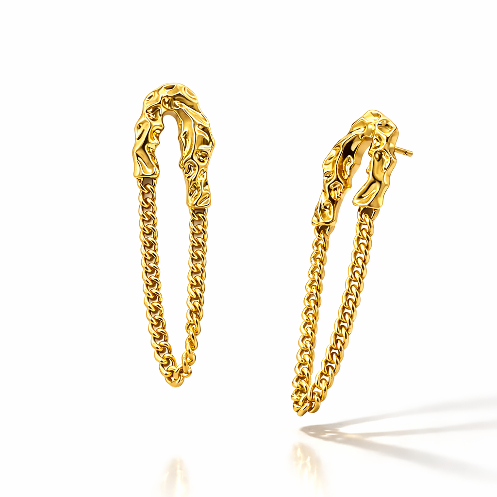 Molten Chain Drop Earrings