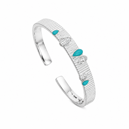 Evil Eye Textured Cuff Bangle