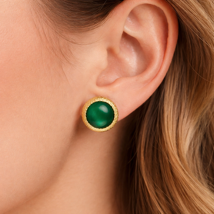 Emerald Aura Stud Earrings