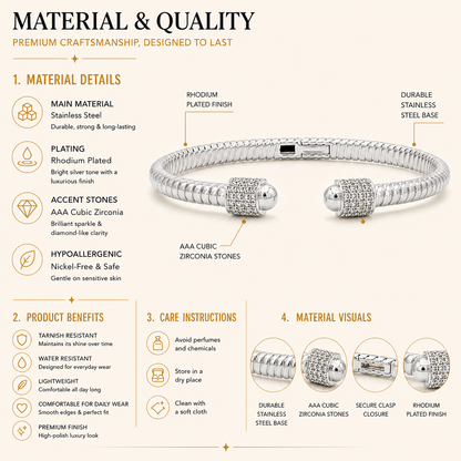 Silver Pavé Open Bangle