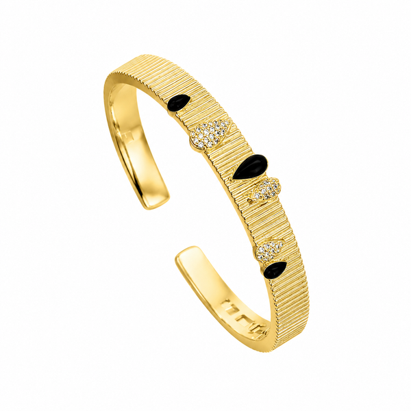 Evil Eye Textured Cuff Bangle
