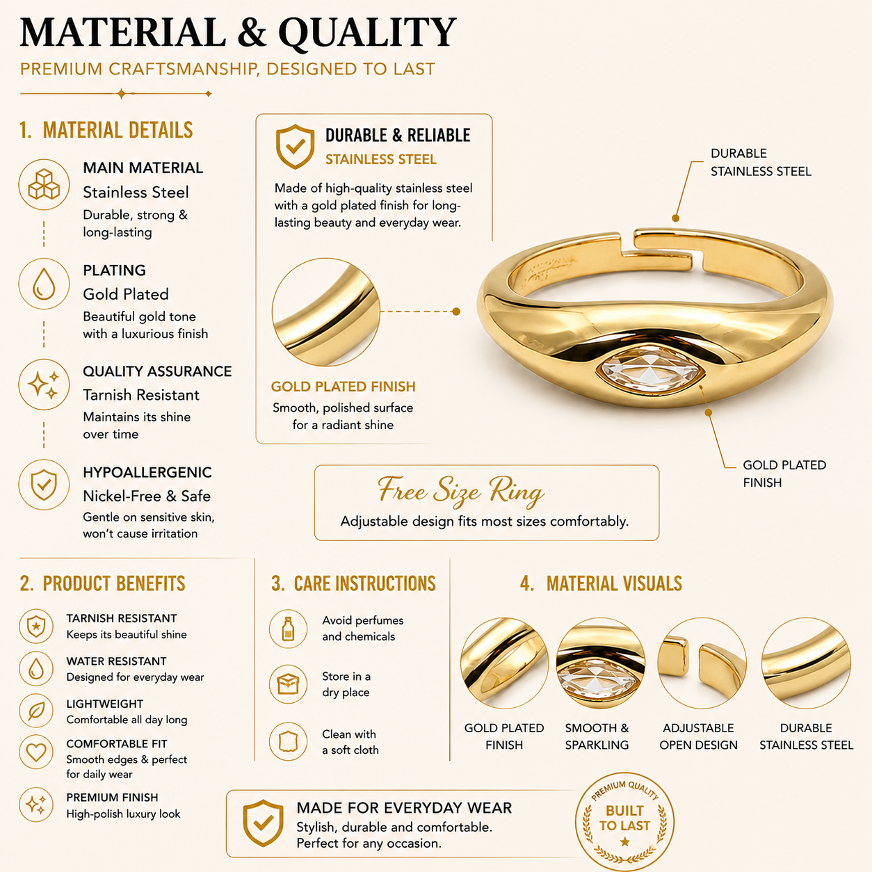 Crystal Pinky Ring