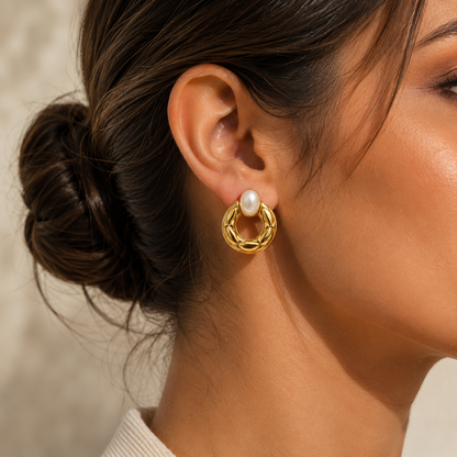 Luna Pearl Hoop Earrings