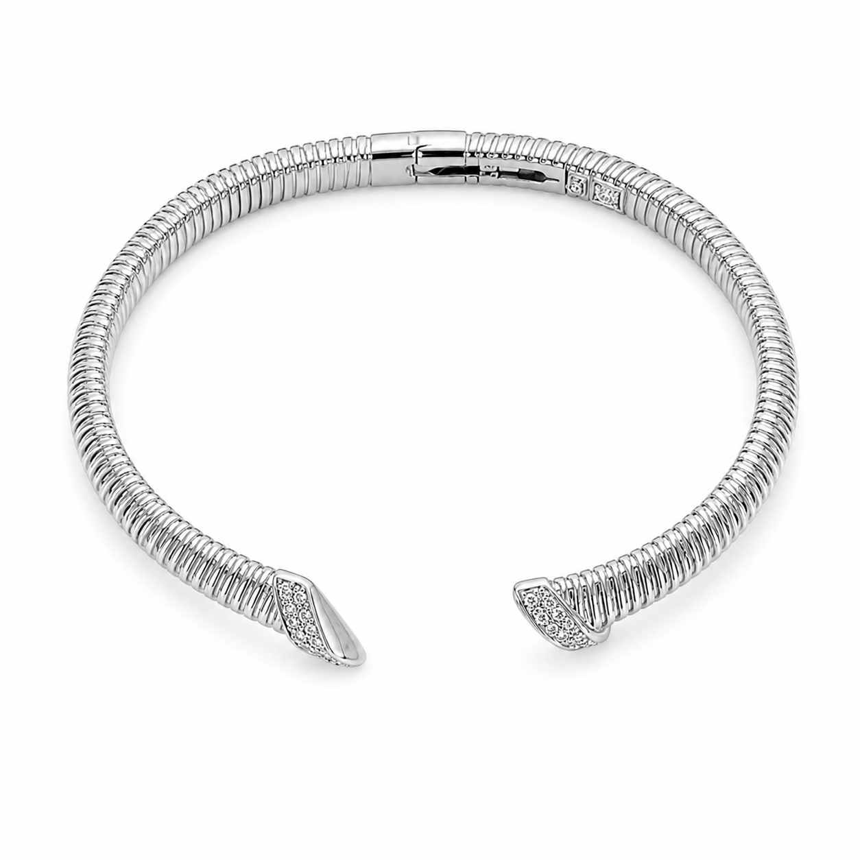 Dual Tone Ribbed Open Bangle