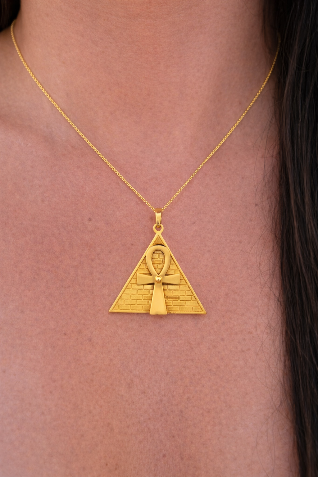 Pharaoh Pyramid Ankh Necklace