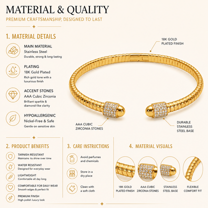 Pavé Open Gold Bangle
