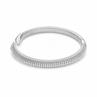 Dual Tone Ribbed Open Bangle
