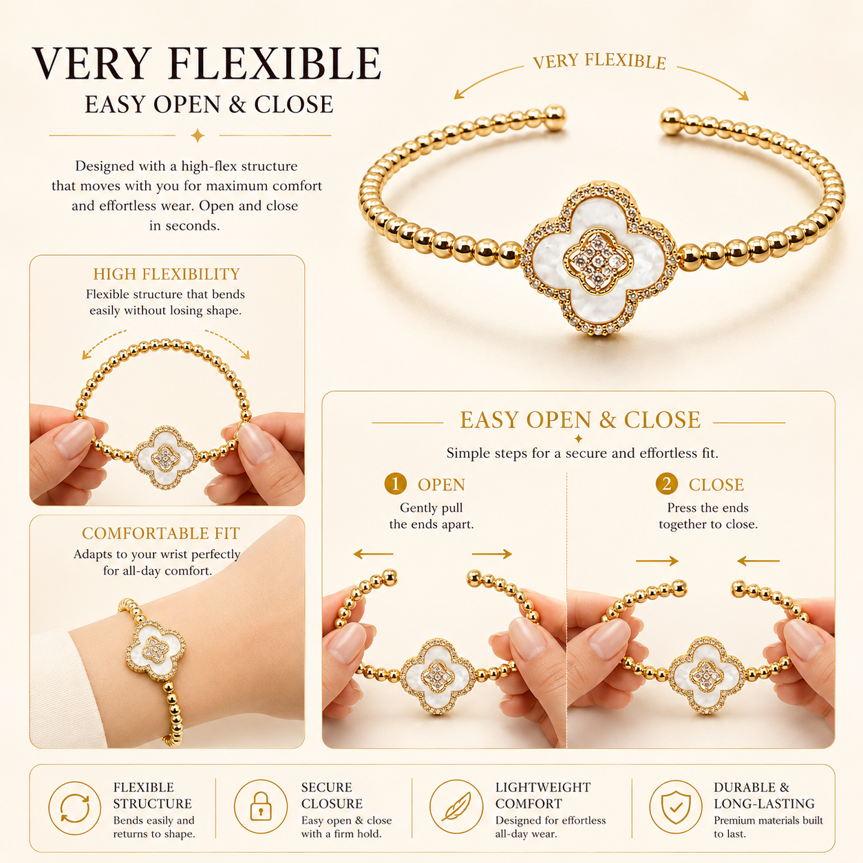 Celestial Clover Beaded Bangle