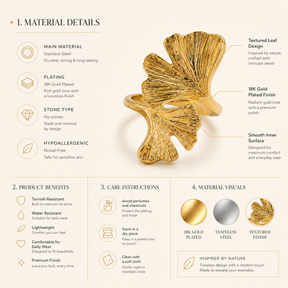 Golden Leaf Statement Ring