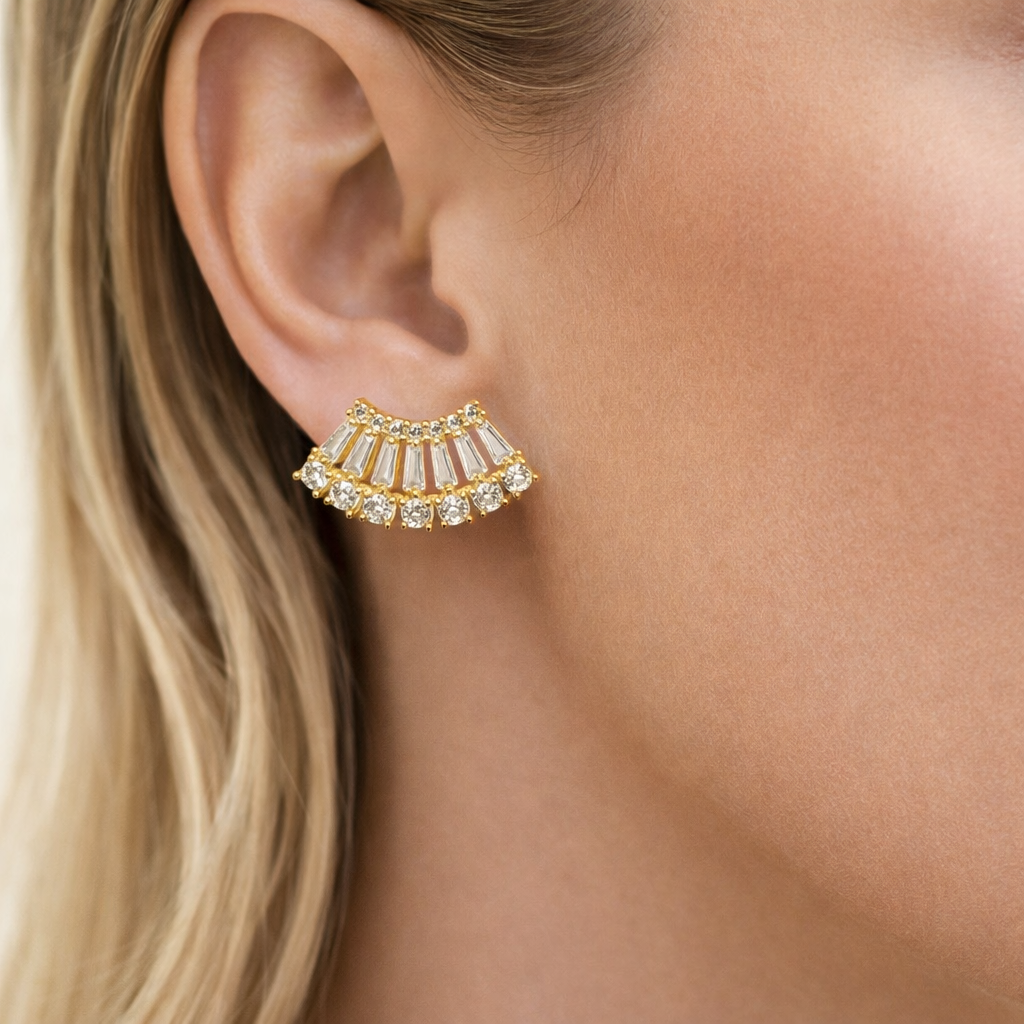 Crystal Fan Stud Earring
