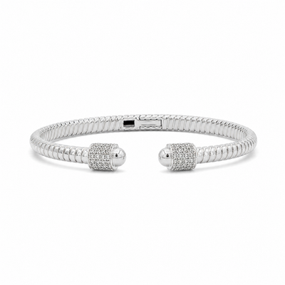 Silver Pavé Open Bangle