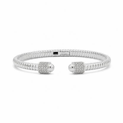 Silver Pavé Open Bangle