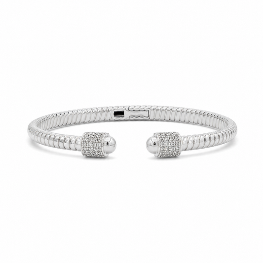 Silver Pavé Open Bangle