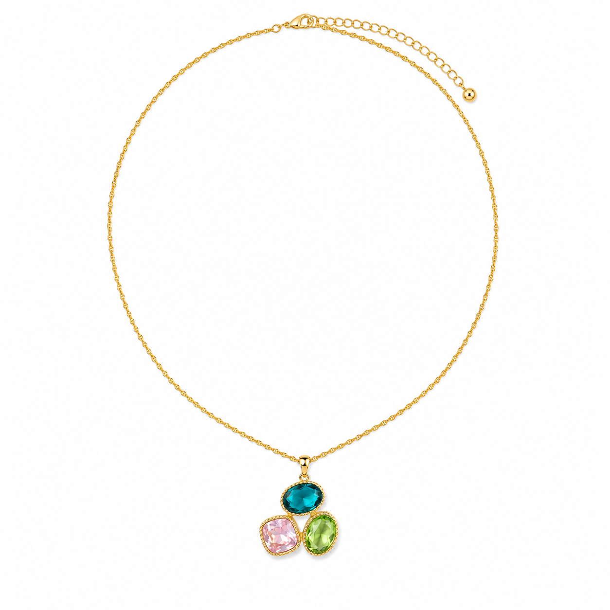 Trio Gemstone Pendant Necklace