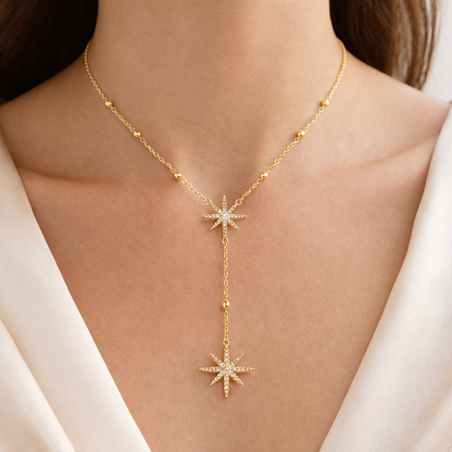 Twin Starlight Drop Necklace