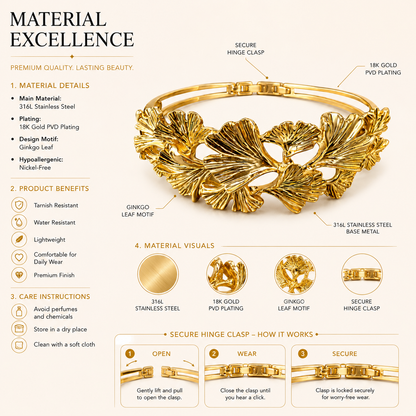 Golden Leaf Cuff Bracelet