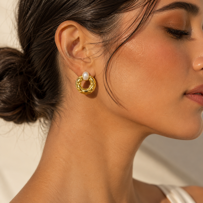 Luna Pearl Hoop Earrings