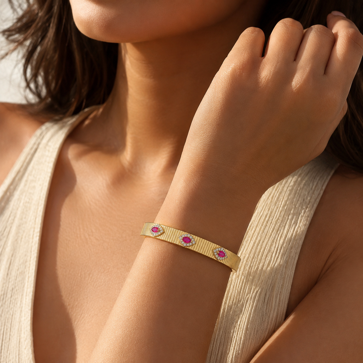 Pink Evil Eye Bangle