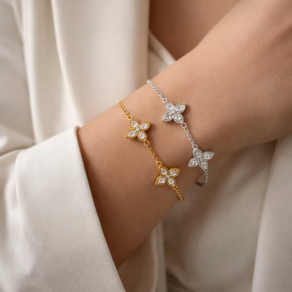 Floral Outline Gold Bracelet
