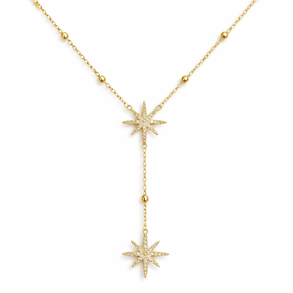 Twin Starlight Drop Necklace