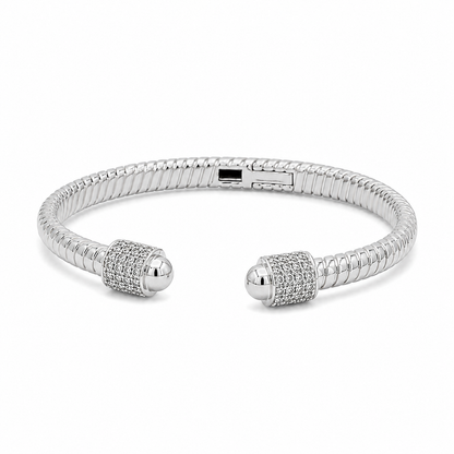 Silver Pavé Open Bangle