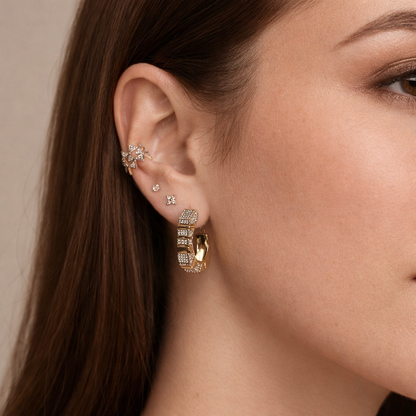 Structured Pavé Hoop Earrings