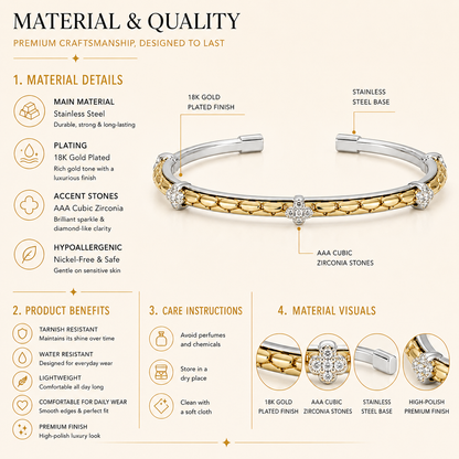Dual Tone Floral Bangle