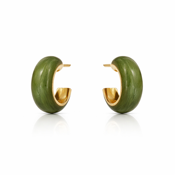 Green Enamel Hoop Earrings